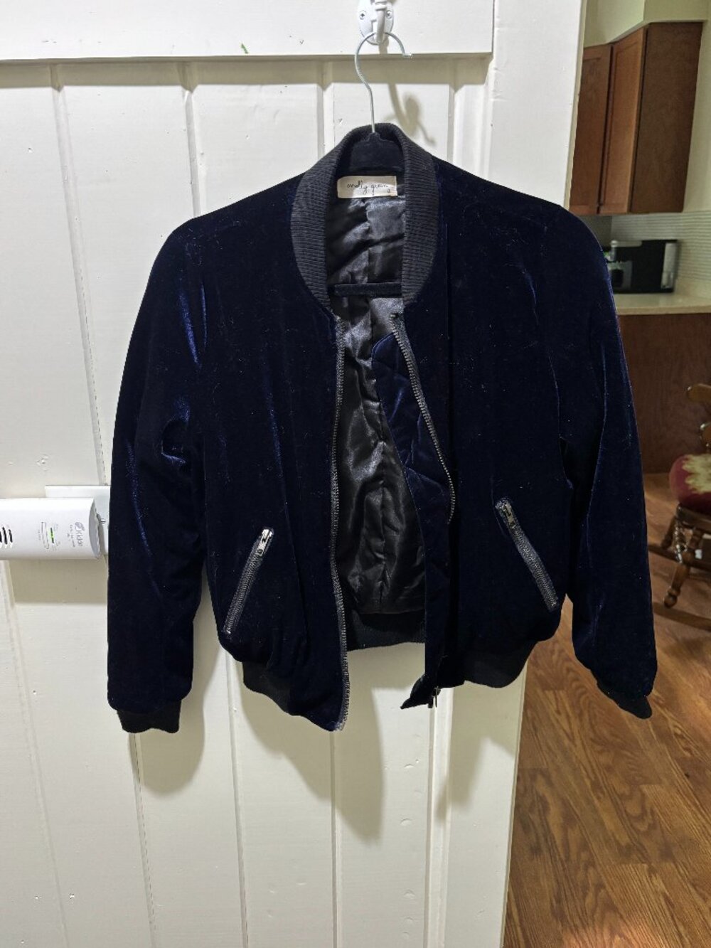 Molly Green Velvet Navy Bomber Jacket